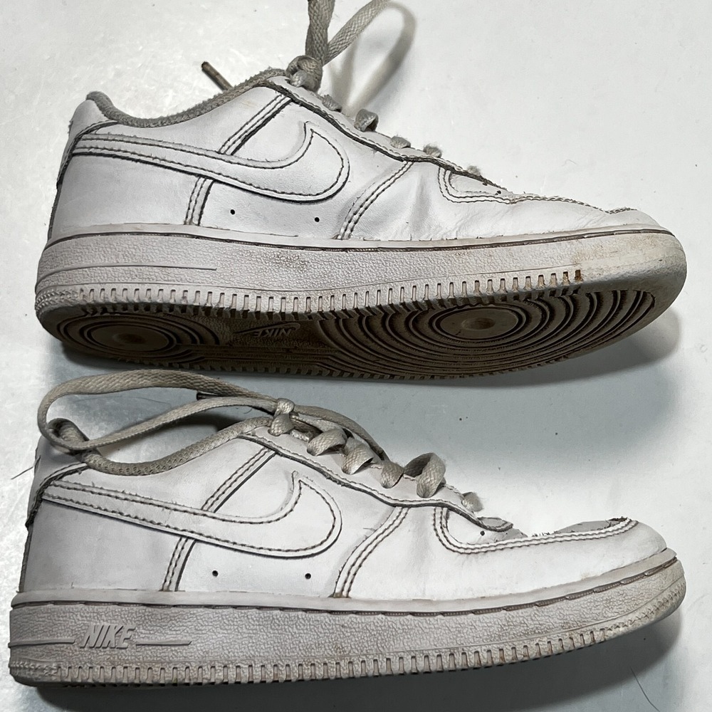 Nike Force 1 LE Little Kids‎ 13C White Leather Basketball Shoes Sneakers Boys